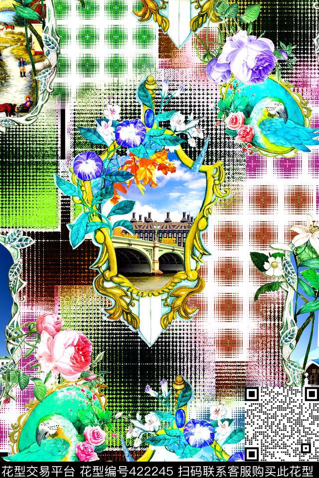 抽象几何风景数码印花华亿平台下载（图片编号: 422245） - 瓦栏（Walan）