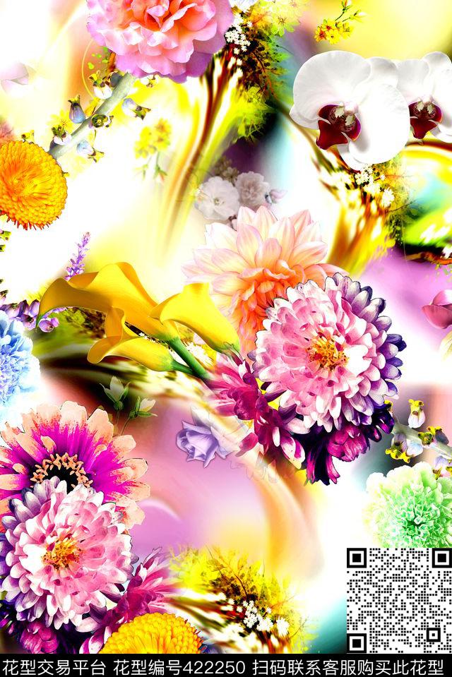 时尚炫彩照片花数码印花华亿平台下载（图片编号: 422250） - 瓦栏（Walan）