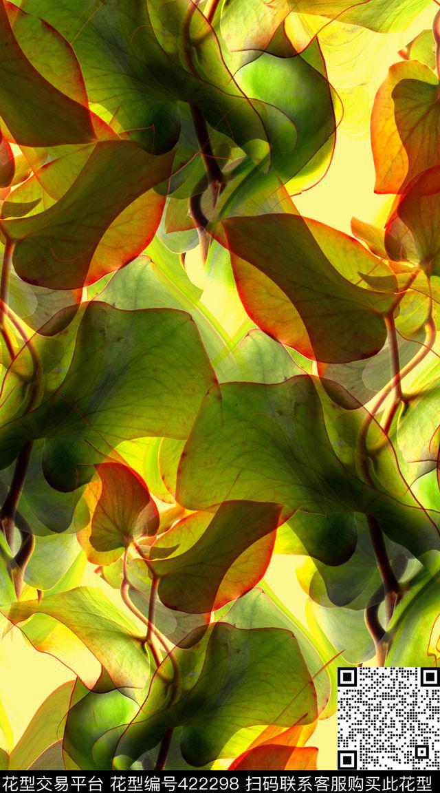 抽象创意树叶数码印花华亿平台下载（图片编号: 422298） - 瓦栏（Walan）