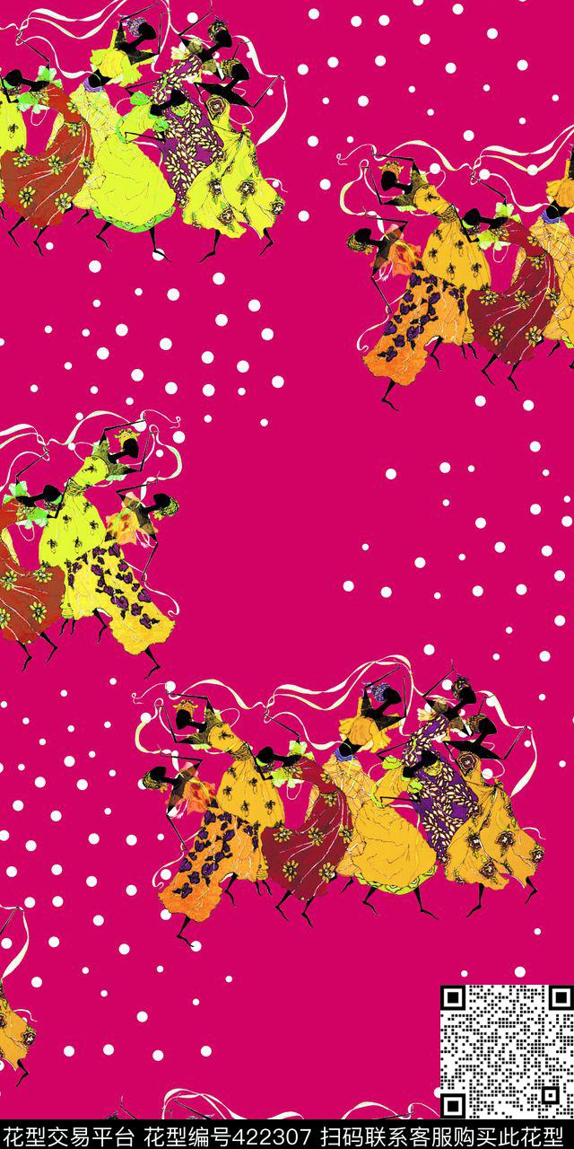 彩色人物图时尚数码印花华亿平台下载（图片编号: 422307） - 瓦栏（Walan）