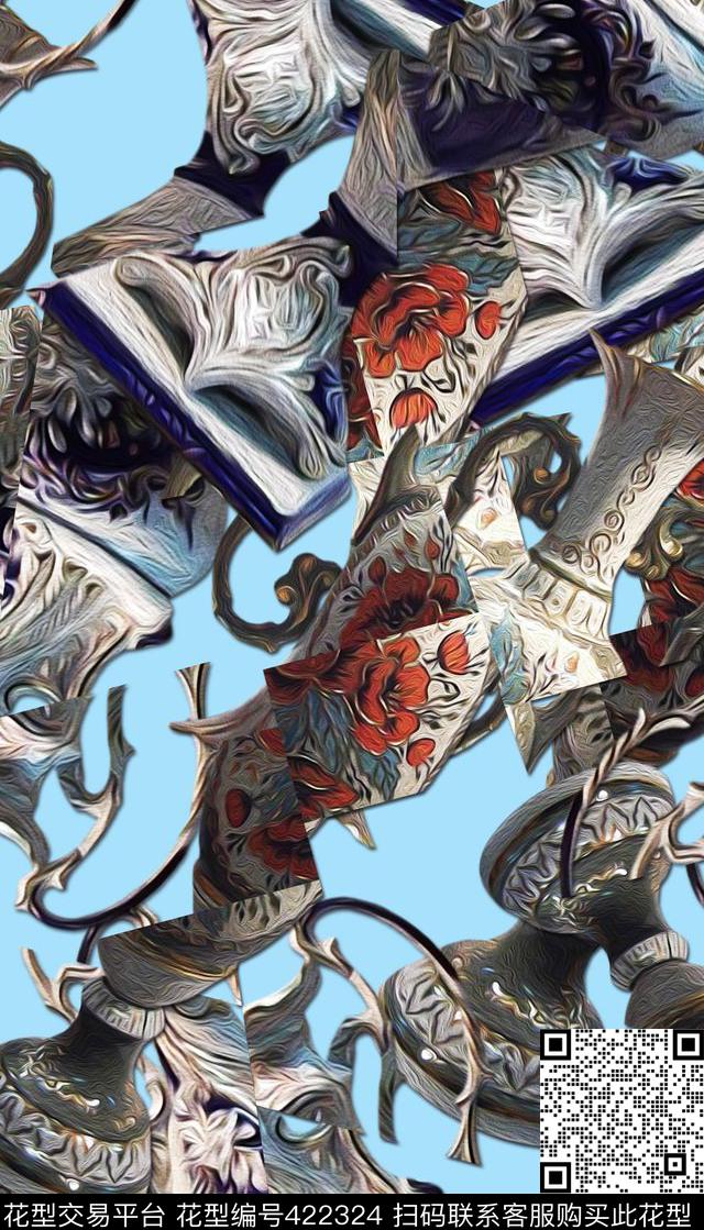 创意抽象欧式数码印花华亿平台下载（图片编号: 422324） - 瓦栏（Walan）