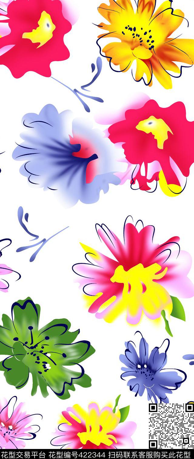 流行时尚小清新花夲传统印花华亿平台下载（图片编号: 422344） - 瓦栏（Walan）