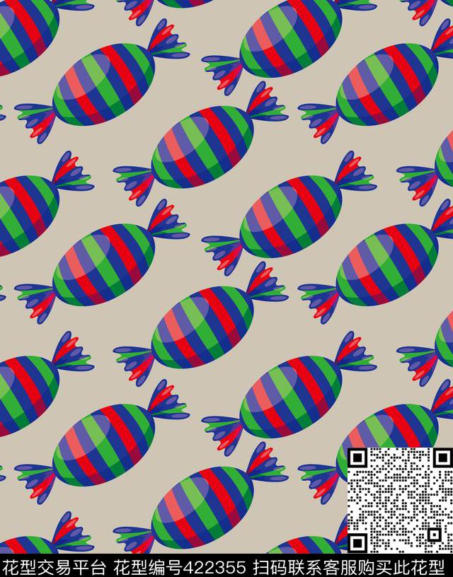 趣味糖果条纹传统印花华亿平台下载（图片编号: 422355） - 瓦栏（Walan）