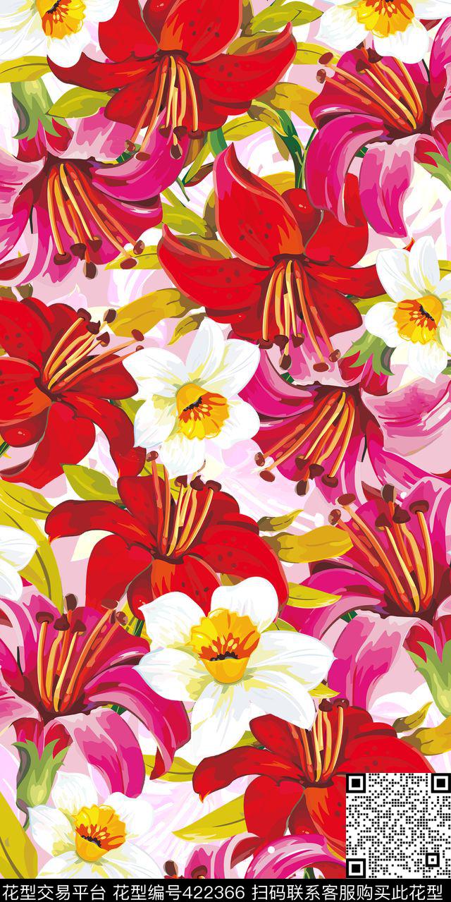 长裙花卉素雅传统印花华亿平台下载（图片编号: 422366） - 瓦栏（Walan）