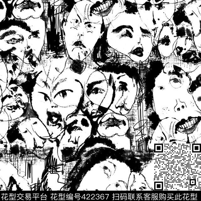 手绘文艺线条传统印花华亿平台下载（图片编号: 422367） - 瓦栏（Walan）