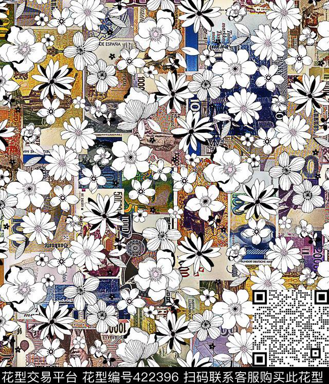 抽象东方复古数码印花华亿平台下载（图片编号: 422396） - 瓦栏（Walan）
