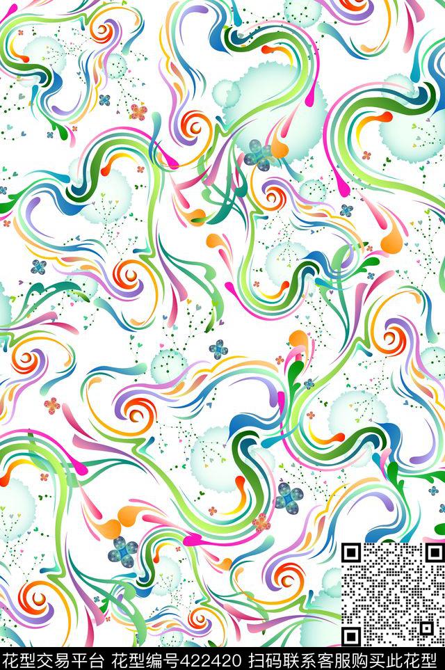 抽象彩带学院学生1清醒风格传统印花华亿平台下载（图片编号: 422420） - 瓦栏（Walan）