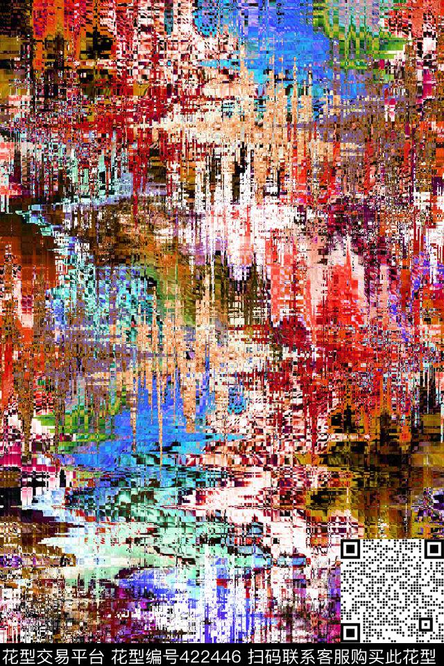 扭曲变形色彩抽象数码印花华亿平台下载（图片编号: 422446） - 瓦栏（Walan）
