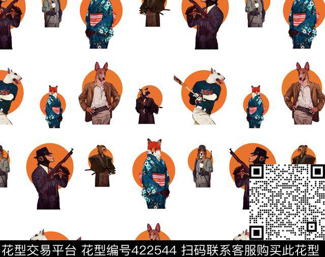T恤插画动物数码印花华亿平台下载（图片编号: 422544） - 瓦栏（Walan）