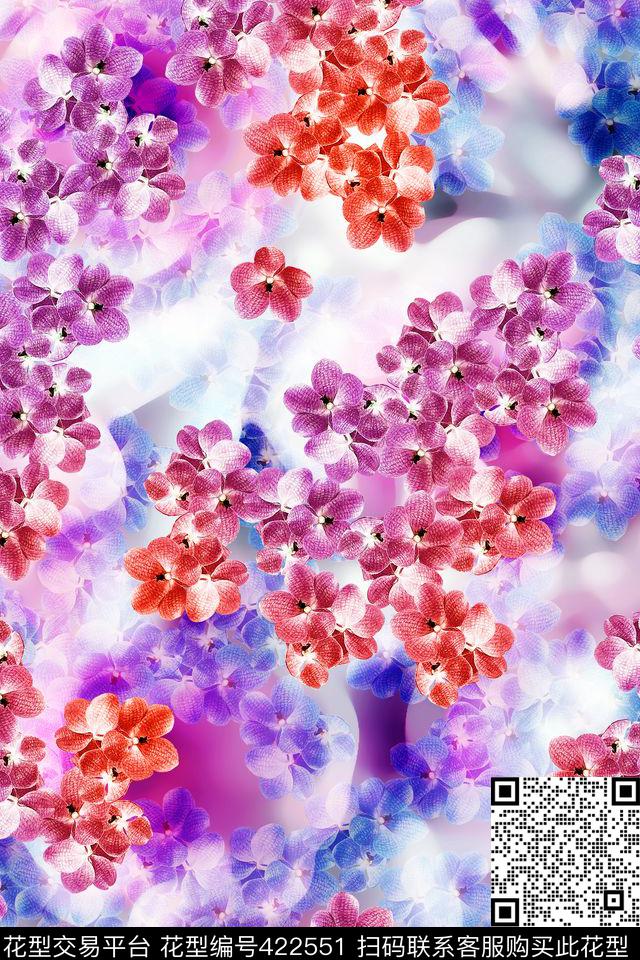 动感炫彩时尚女装大气小花数码印花华亿平台下载（图片编号: 422551） - 瓦栏（Walan）
