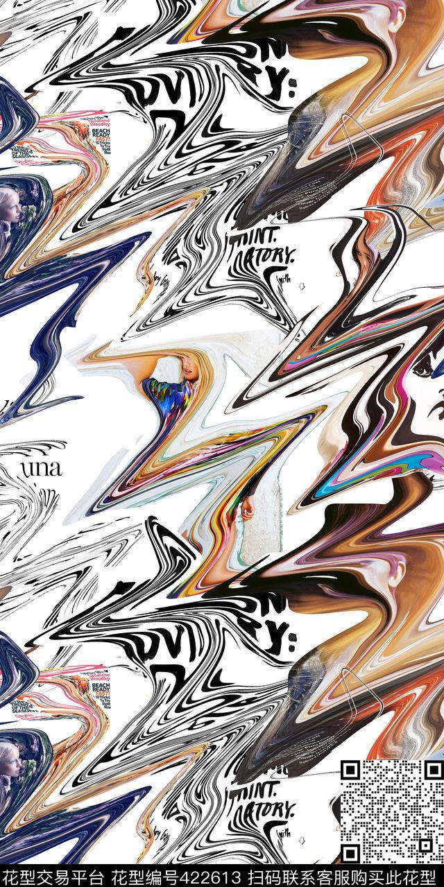 大牌杂志扭扭风抽象几何数码印花华亿平台下载（图片编号: 422613） - 瓦栏（Walan）
