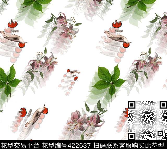 3D绿叶碎花数码印花华亿平台下载（图片编号: 422637） - 瓦栏（Walan）