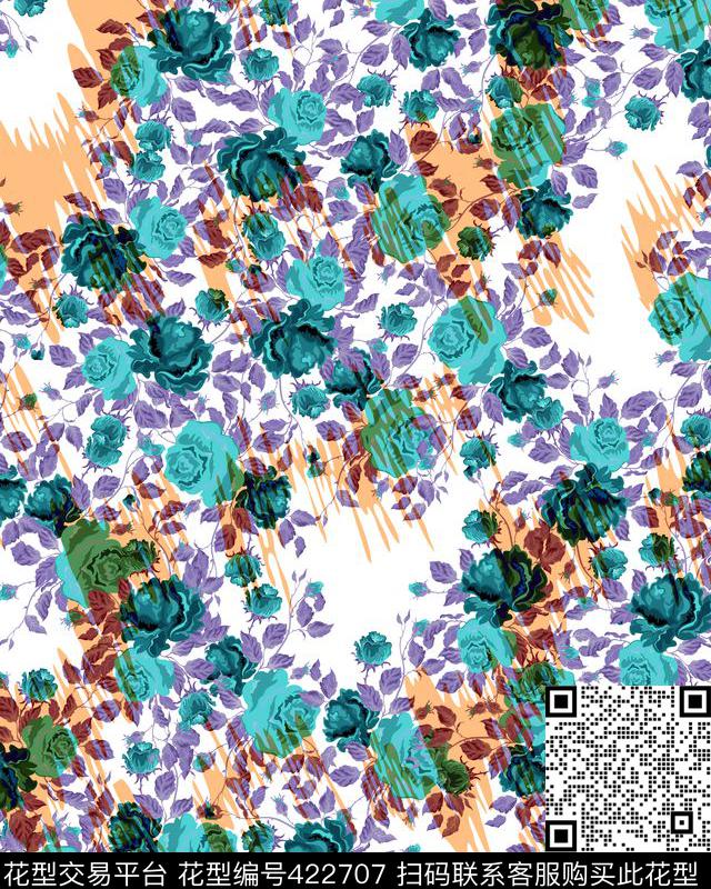 清新小碎花植物花卉数码印花华亿平台下载（图片编号: 422707） - 瓦栏（Walan）
