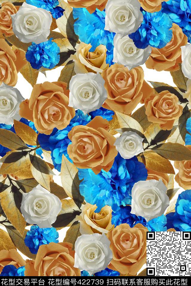 花卉立体玫瑰数码印花华亿平台下载（图片编号: 422739） - 瓦栏（Walan）