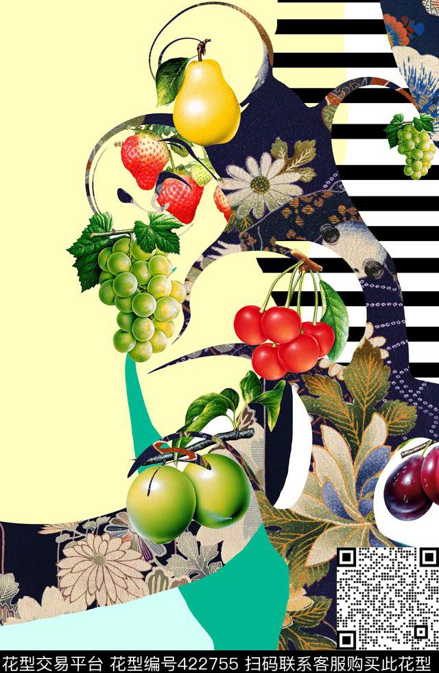中国风花卉水果数码印花华亿平台下载（图片编号: 422755） - 瓦栏（Walan）