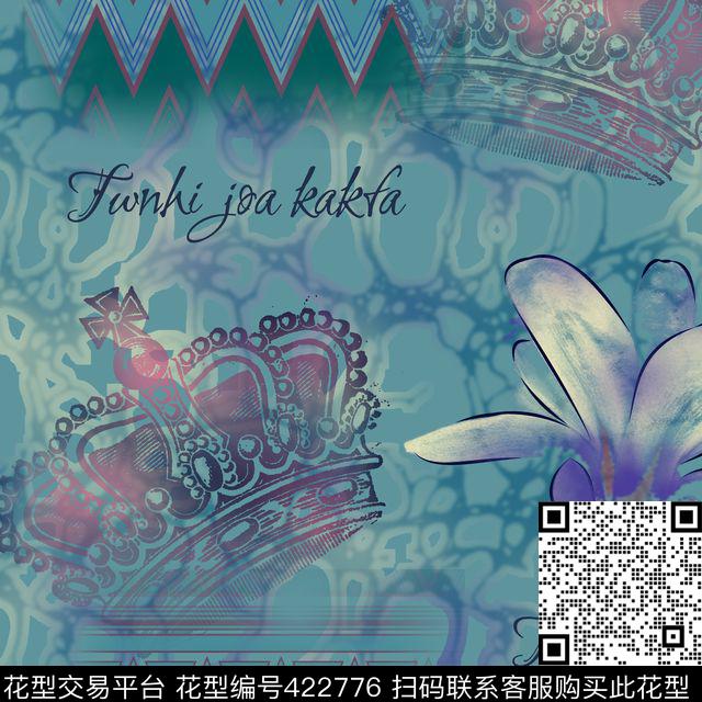 百合花皇冠民族风数码印花华亿平台下载（图片编号: 422776） - 瓦栏（Walan）