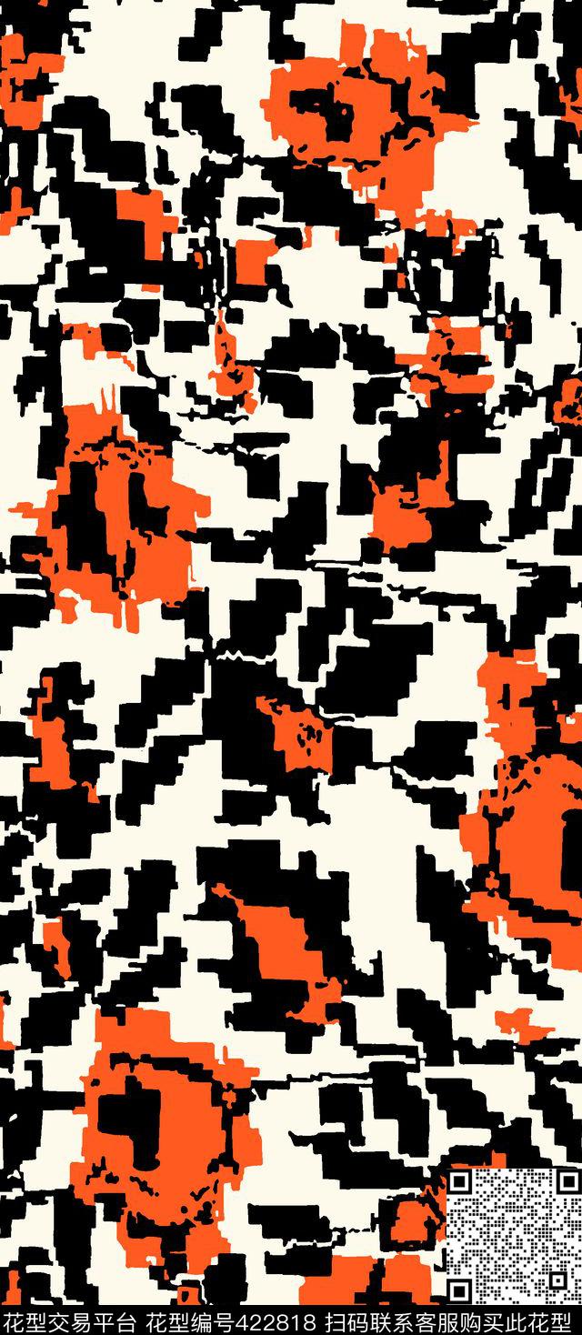 传统印花花卉几何块面花传统印花华亿平台下载（图片编号: 422818） - 瓦栏（Walan）