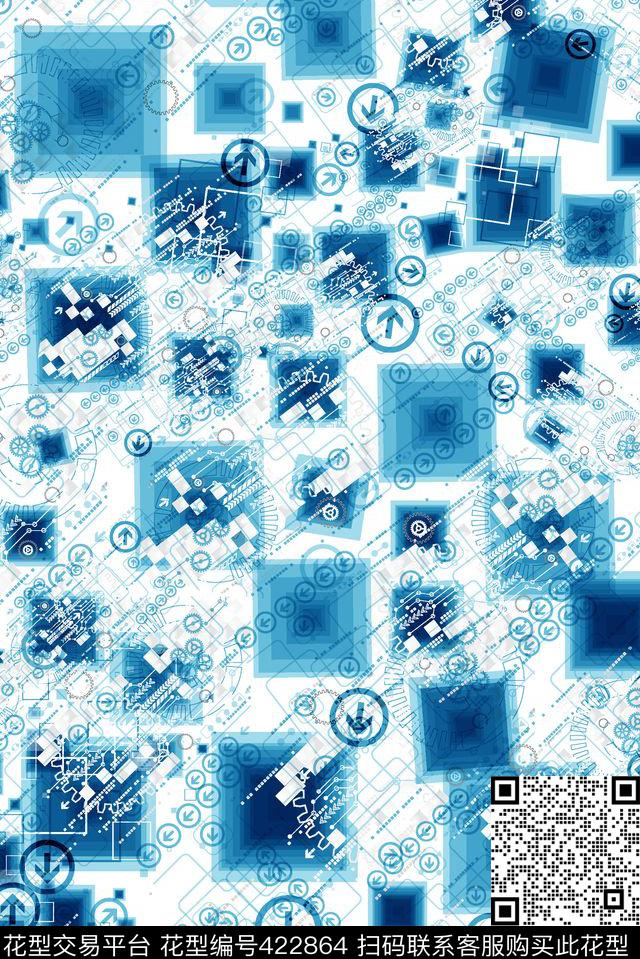 男士抽象图标数码印花华亿平台下载（图片编号: 422864） - 瓦栏（Walan）