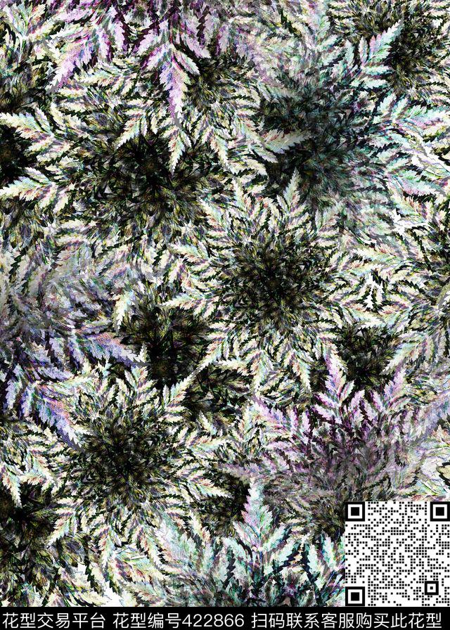 抽象树叶机理数码印花华亿平台下载（图片编号: 422866） - 瓦栏（Walan）