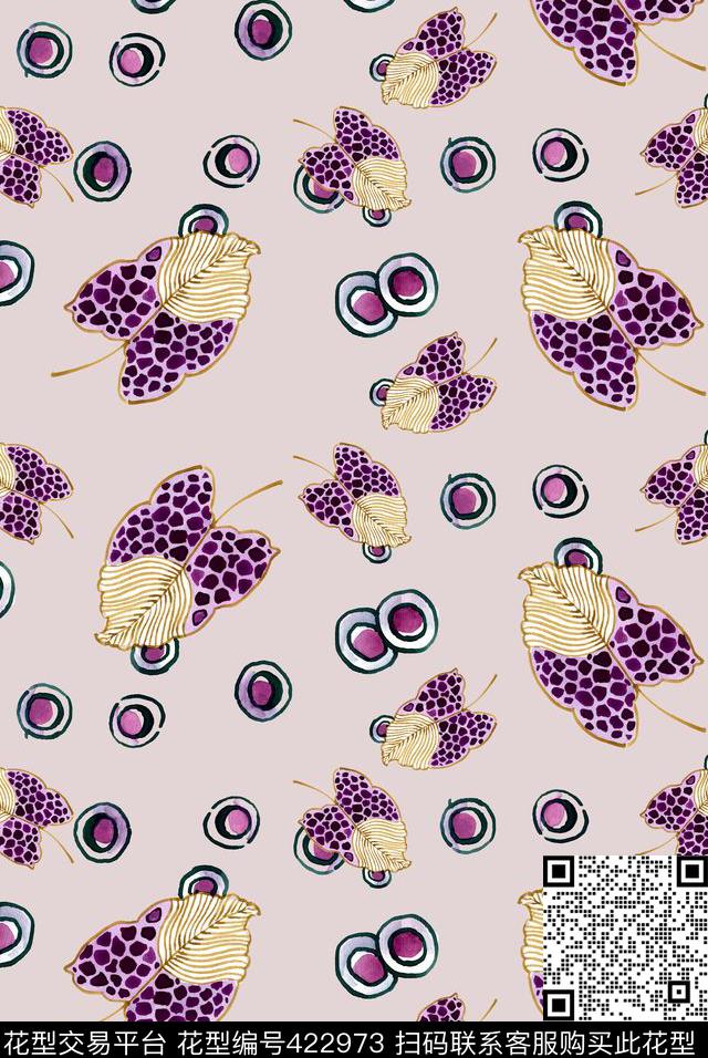 豹纹个性简约手绘树叶数码印花华亿平台下载（图片编号: 422973） - 瓦栏（Walan）