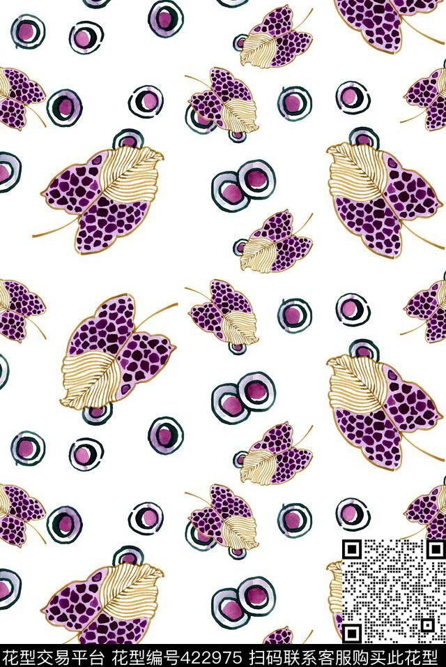 个性简约豹纹手绘树叶数码印花华亿平台下载（图片编号: 422975） - 瓦栏（Walan）