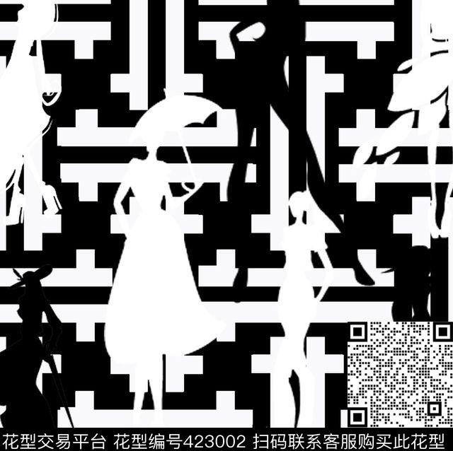 个性黑白几何流行时尚传统印花华亿平台下载（图片编号: 423002） - 瓦栏（Walan）