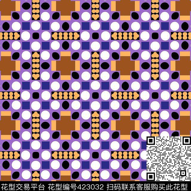 服装复古几何数码印花华亿平台下载（图片编号: 423032） - 瓦栏（Walan）