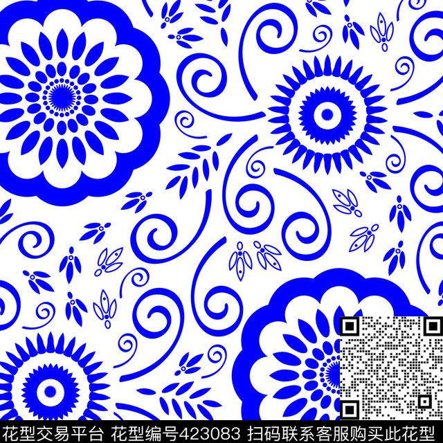 青花瓷中国风传统传统印花华亿平台下载（图片编号: 423083） - 瓦栏（Walan）
