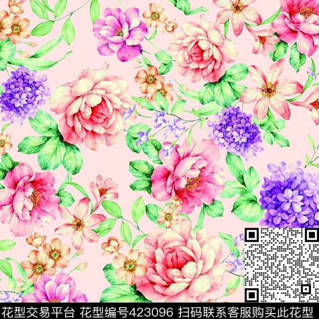 温馨花卉数码印花华亿平台下载（图片编号: 423096） - 瓦栏（Walan）