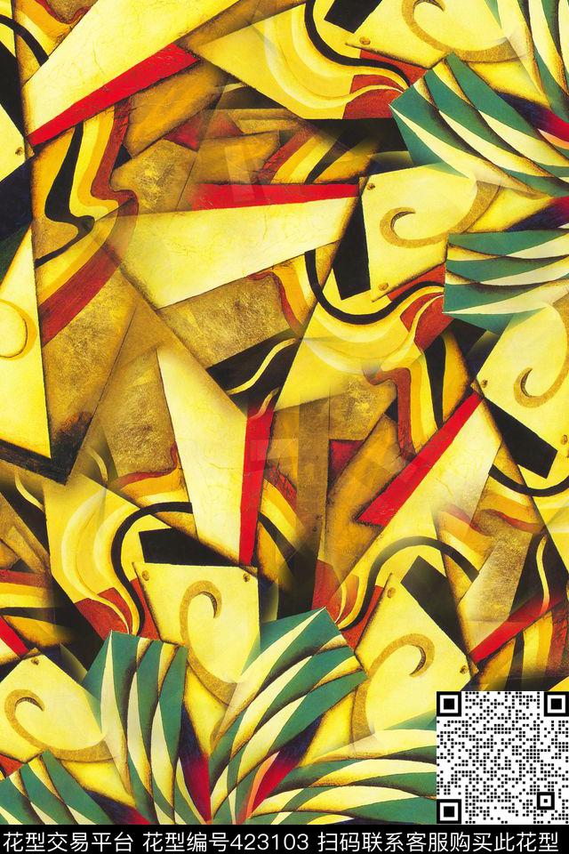 抽象油画服装数码印花华亿平台下载（图片编号: 423103） - 瓦栏（Walan）