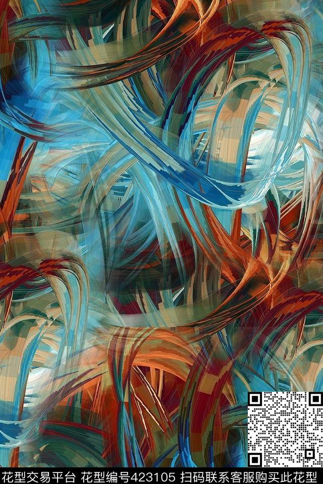 炫彩抽象服装数码印花华亿平台下载（图片编号: 423105） - 瓦栏（Walan）