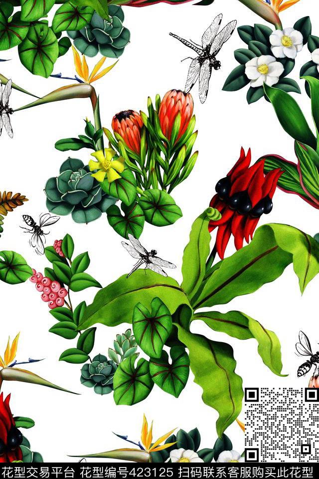 数码大牌时尚男装女装热带热带花卉流行时尚花等数码印花华亿平台下载（图片编号: 423125） - 瓦栏（Walan）