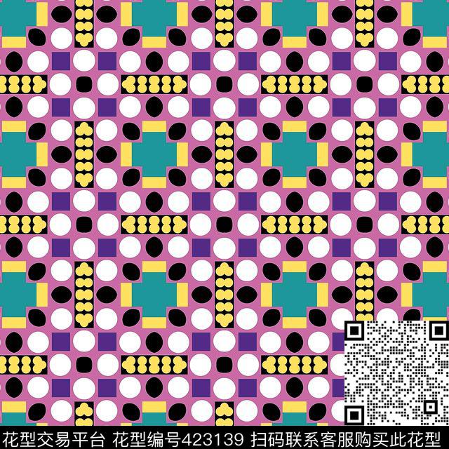 服装复古几何数码印花华亿平台下载（图片编号: 423139） - 瓦栏（Walan）