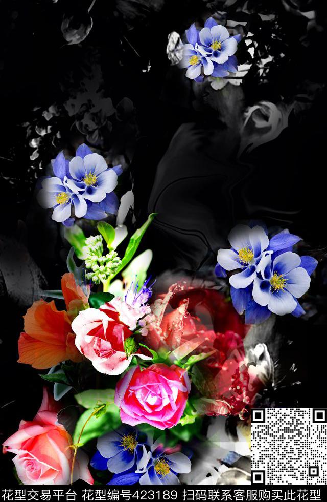 抽象花卉花瓣数码印花华亿平台下载（图片编号: 423189） - 瓦栏（Walan）