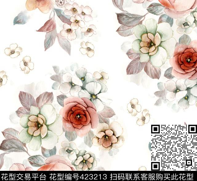 花卉时尚简约手绘多肉数码印花华亿平台下载（图片编号: 423213） - 瓦栏（Walan）