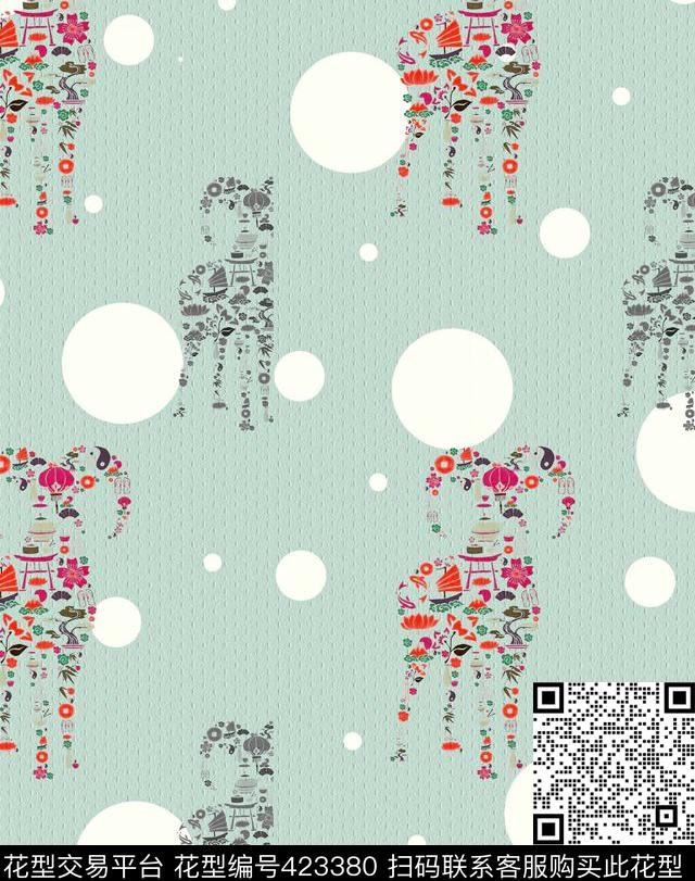 羊圆点花卉数码印花华亿平台下载（图片编号: 423380） - 瓦栏（Walan）