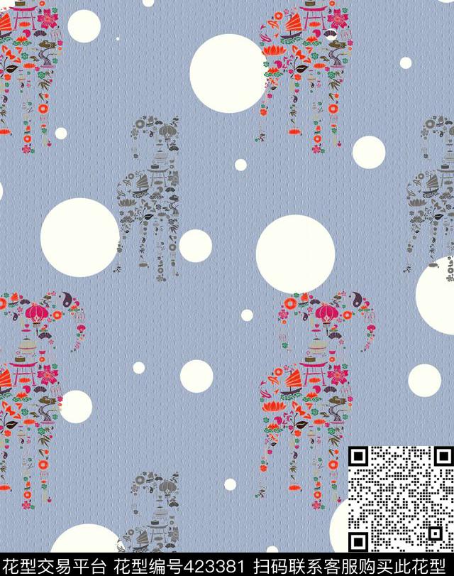 羊圆点花卉数码印花华亿平台下载（图片编号: 423381） - 瓦栏（Walan）