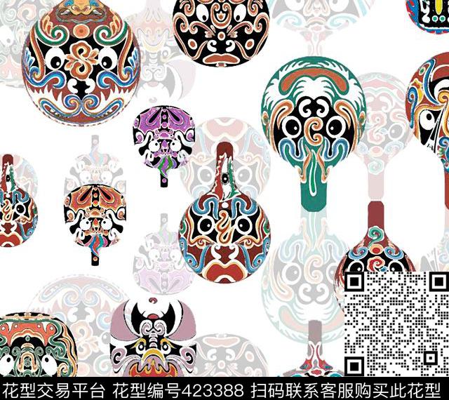 脸谱时尚简约陶瓷数码印花华亿平台下载（图片编号: 423388） - 瓦栏（Walan）