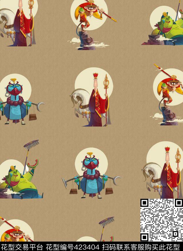 西游记卡通插画数码印花华亿平台下载（图片编号: 423404） - 瓦栏（Walan）