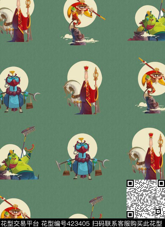 西游记卡通插画数码印花华亿平台下载（图片编号: 423405） - 瓦栏（Walan）