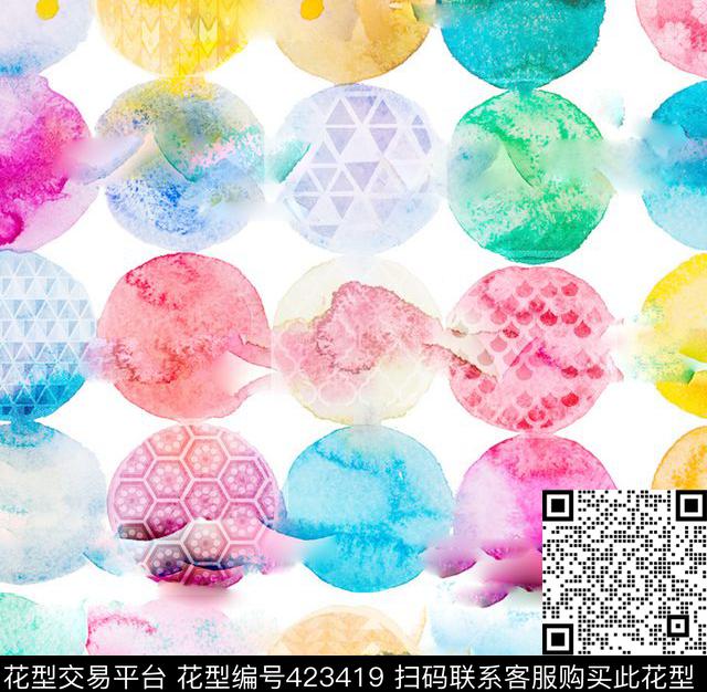 简单清新水彩数码印花华亿平台下载（图片编号: 423419） - 瓦栏（Walan）