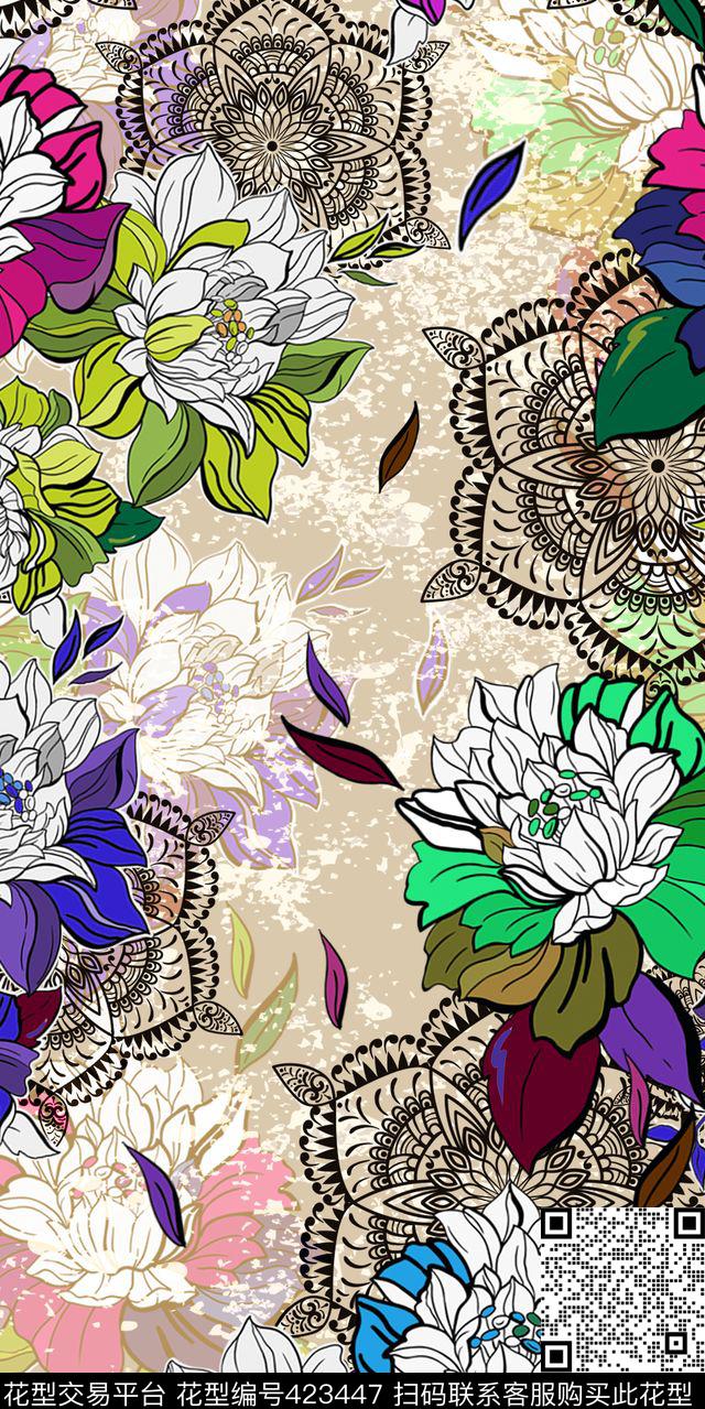 素雅花卉花纹服装传统印花华亿平台下载（图片编号: 423447） - 瓦栏（Walan）
