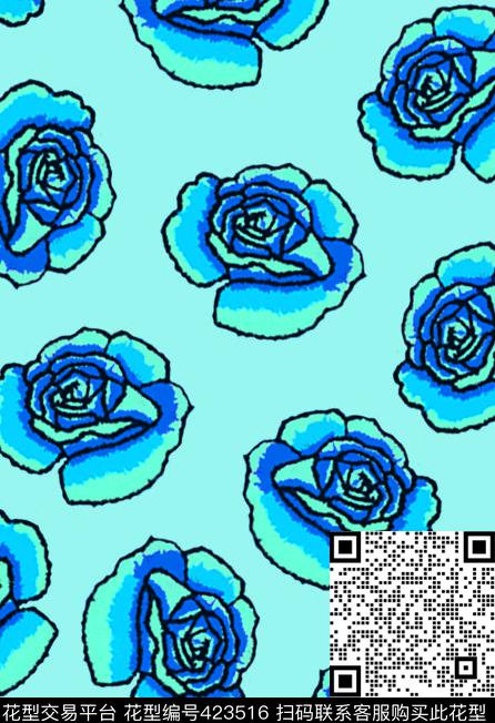 蓝花花蓝传统印花华亿平台下载（图片编号: 423516） - 瓦栏（Walan）