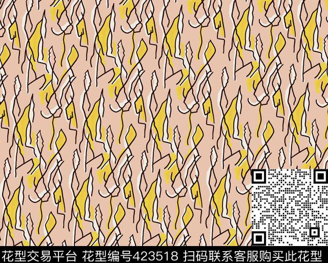 抽象甜美线条传统印花华亿平台下载（图片编号: 423518） - 瓦栏（Walan）