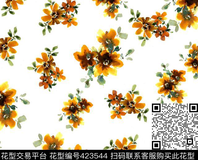 浪漫时尚简约手绘数码印花华亿平台下载（图片编号: 423544） - 瓦栏（Walan）