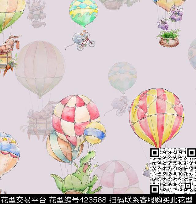动物气球插画数码印花华亿平台下载（图片编号: 423568） - 瓦栏（Walan）