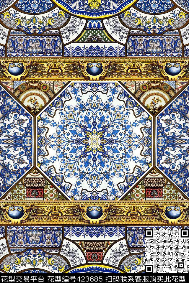 欧式宫廷数码印花华亿平台下载（图片编号: 423685） - 瓦栏（Walan）