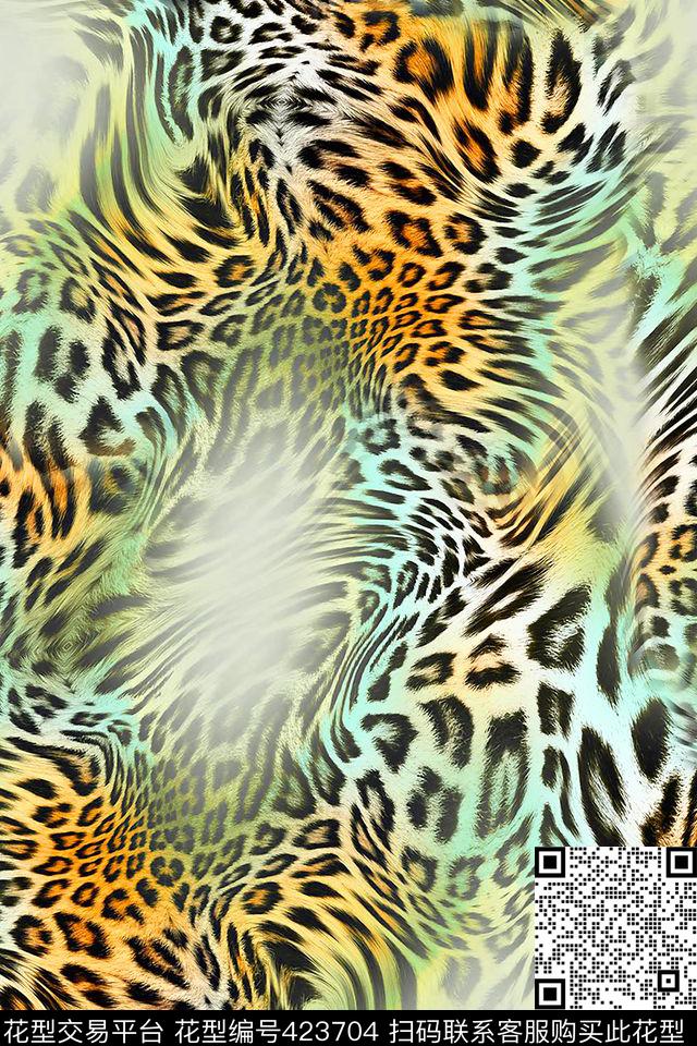 豹纹线条数码印花华亿平台下载（图片编号: 423704） - 瓦栏（Walan）