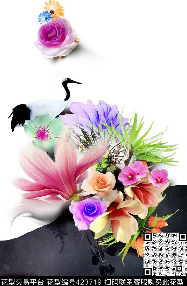 中国风花卉鸟数码印花华亿平台下载（图片编号: 423719） - 瓦栏（Walan）