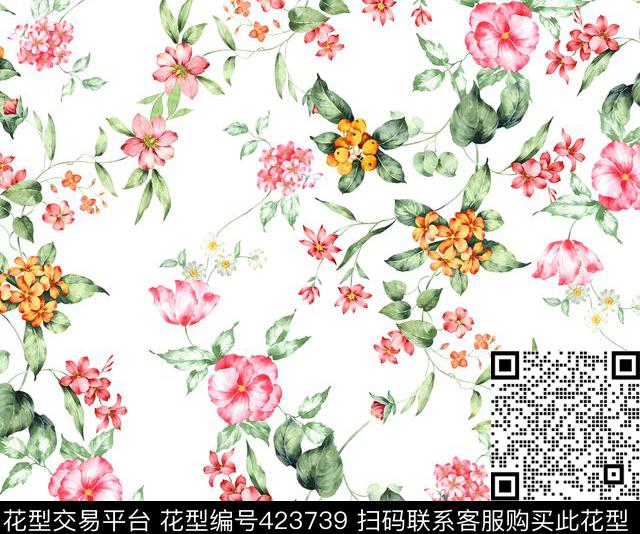 大牌花卉手绘数码印花华亿平台下载（图片编号: 423739） - 瓦栏（Walan）